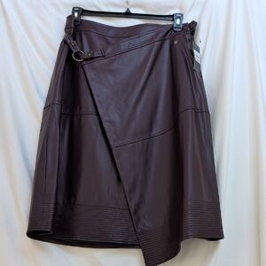 Tommy Hilfiger Asymmetrical Faux Leather faux Wrap Skirt (Aubergine)